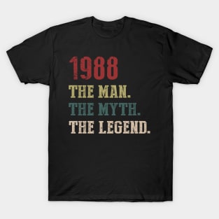 Vintage 1988 The Man The Myth The Legend Gift 32nd Birthday T-Shirt